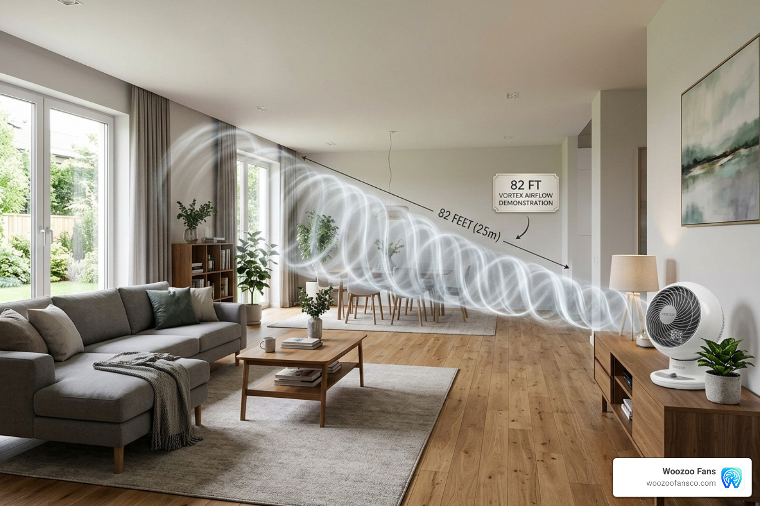 Vortex airflow technology moving air through a room - woozoo fan energy consumption All Models